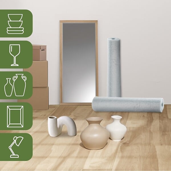 PACK AND MOVE - Pack And Move - Lot 2 Films À Bulle Recyclés - 0,5 X 5 M - Déménagement, Expédition Et Protection - Papier Bulle De Qualité - 70% recyclé - large