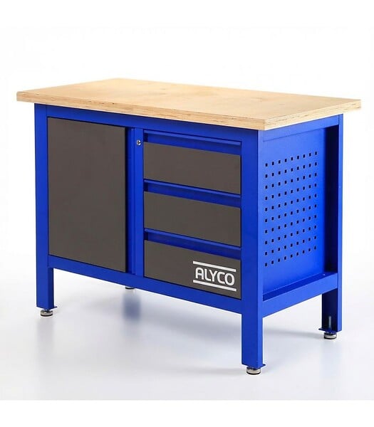 ALYCO - Table De Travail 3 Tiroirs+Porte 1000X600X865 Mm Alyco 129750 - large