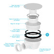 AURLANE - Bonde de Receveur Diamètre 90 mm - Capot blanc mat - Evacuation Horizontale - vignette