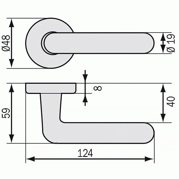 VACHETTE - Béquille double seule blanche pour Ensemble sur plaque ou rosace en polyamide - ARCOLOR 710 - large