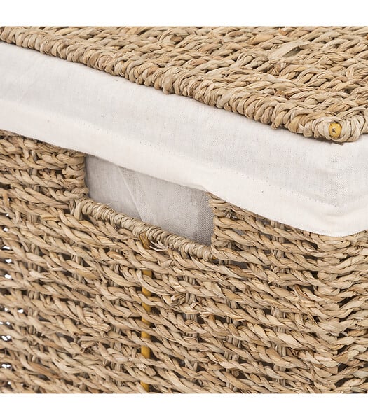 5 FIVE SIMPLY SMART - Panier à Linge 40L en Osier et housse en Coton Blanc L 38 x P 22 x H 55 cm - large