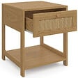 ID MARKET - Lot de 2 tables de chevet HANAE vintage 1 tiroir avec tablette effet naturel cannage - vignette