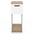 ID MARKET - Lot de 2 tables de chevet étroites ANOUK 1 tiroir avec niche blanc et bois - vignette