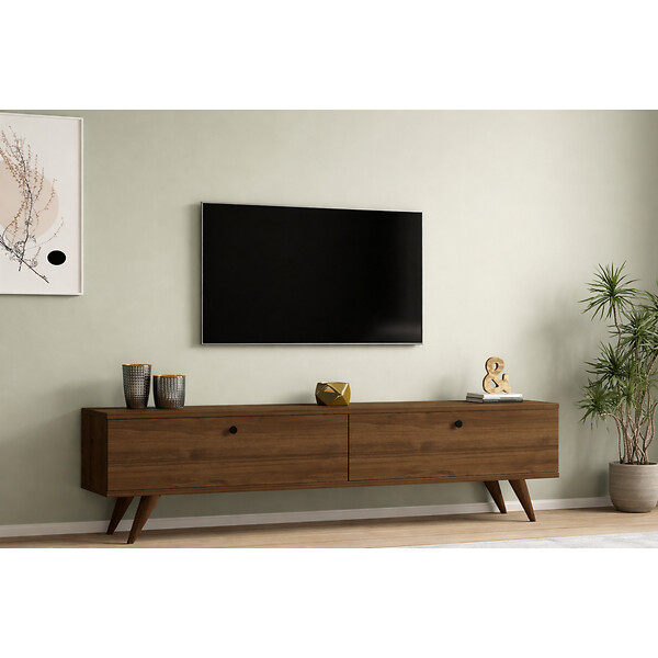 CONCEPT USINE - Meuble TV 160cm avec deux placards noyer POLY - large