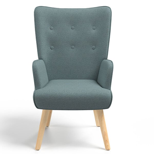 ID MARKET - Fauteuil scandinave IVAR en tissu vert eucalyptus - large