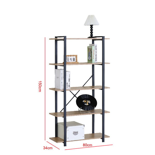 CONCEPT USINE - Etagère 5 rangements 150 cm bois et noir TYDO - large