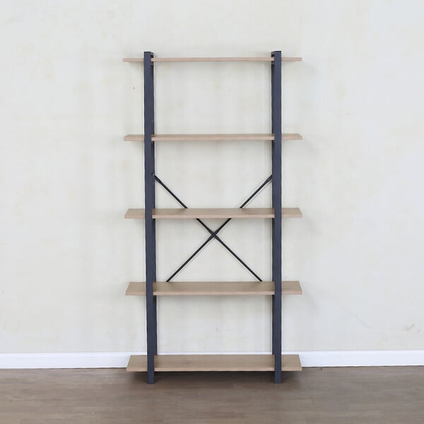 CONCEPT USINE - Etagère 5 rangements 150 cm bois et noir TYDO - large