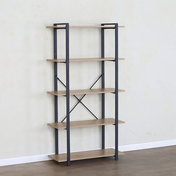 CONCEPT USINE - Etagère 5 rangements 150 cm bois et noir TYDO - large