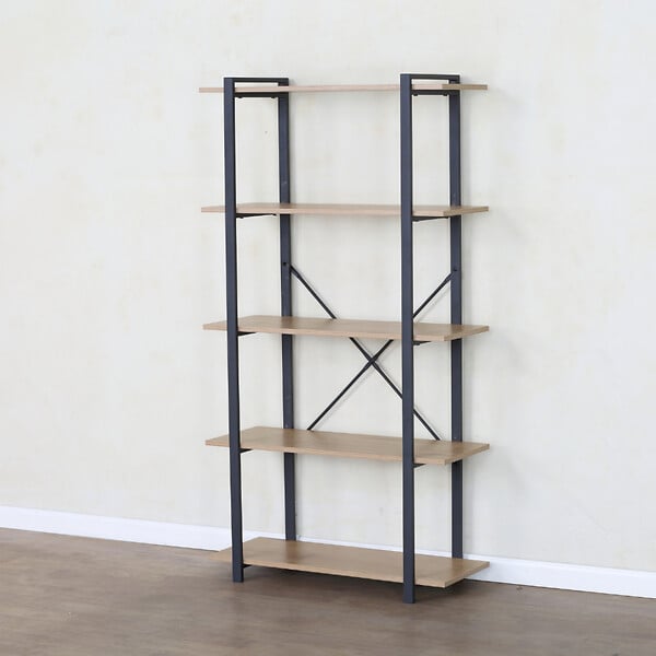CONCEPT USINE - Etagère 5 rangements 150 cm bois et noir TYDO - large