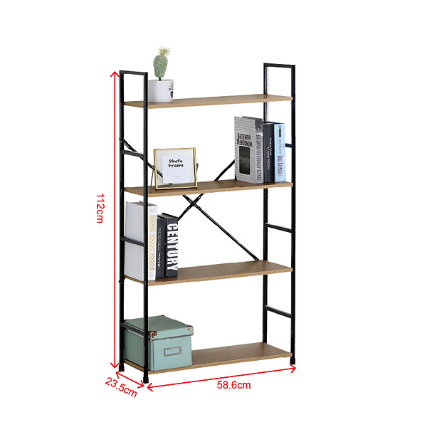 CONCEPT USINE - Etagère 4 rangements 112 cm bois et noir TYDA - large