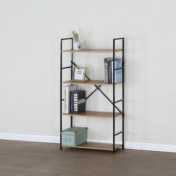 CONCEPT USINE - Etagère 4 rangements 112 cm bois et noir TYDA - large