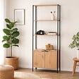 CONCEPT USINE - Etagère 4 rangements et placard 176 cm bois et noir TYDIE - vignette