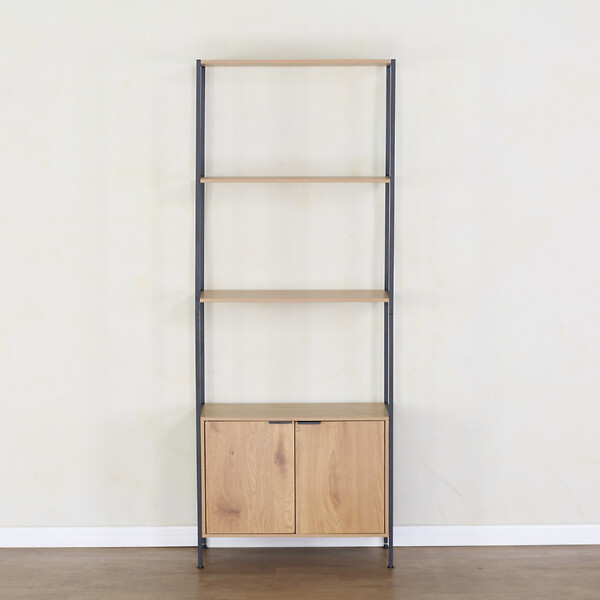 CONCEPT USINE - Etagère 4 rangements et placard 176 cm bois et noir TYDIE - large