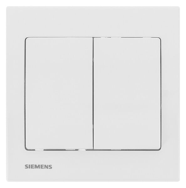SIEMENS - Double Poussoir Blanc Delta Iris + Plaque basic Blanc - large