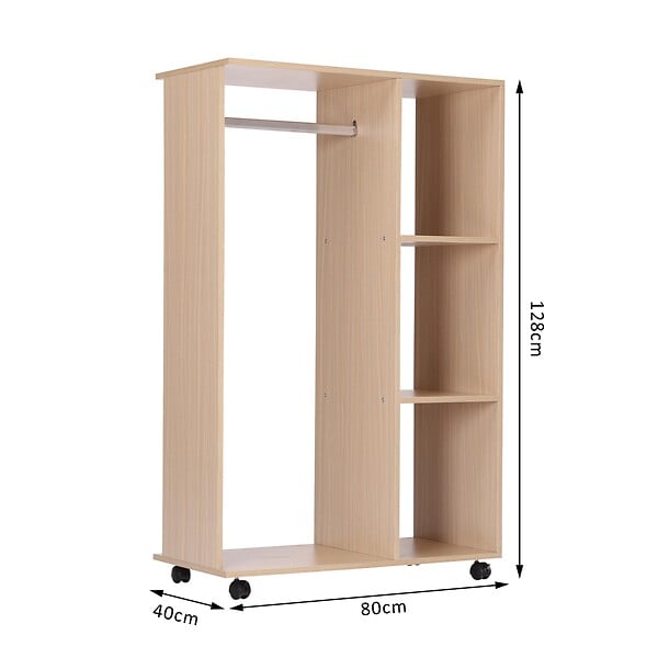 HOMCOM - Armoire penderie armoire de rangement mobile panneaux de particules coloris chêne clair - large