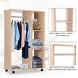HOMCOM - Armoire penderie armoire de rangement mobile panneaux de particules coloris chêne clair - vignette
