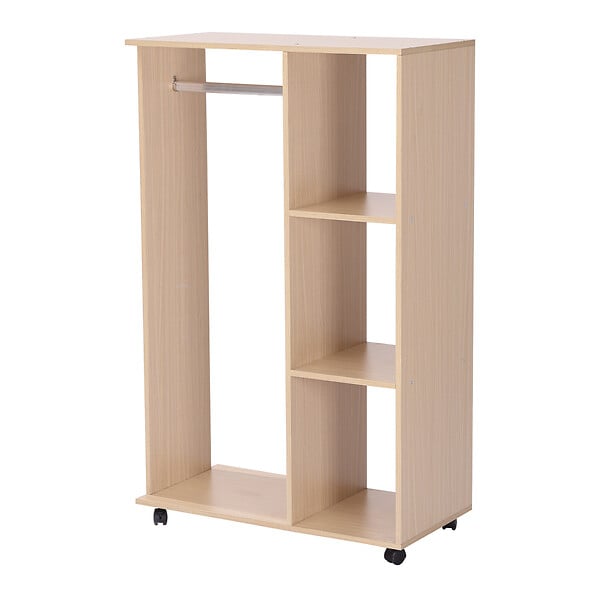 HOMCOM - Armoire penderie armoire de rangement mobile panneaux de particules coloris chêne clair - large