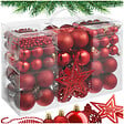 TECTAKE - Lot 84 boules de Noël rouges rouge - vignette