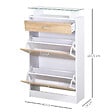 HOMCOM - Armoire à chaussures organisateur de luxe pour chaussures 2 portes abattantes 2 compartiments, tiroir, étagère verre panneaux particules chêne blanc - vignette