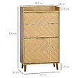 HOMCOM - Meuble à chaussures design scandinave 2 portes abattantes 3 étagères piètement effilé incliné bois hévéa panneaux aspect chêne clair chevrons - vignette
