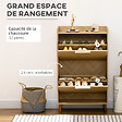 HOMCOM - Meuble à chaussures design scandinave 2 portes abattantes 3 étagères piètement effilé incliné bois hévéa panneaux aspect chêne clair chevrons - vignette