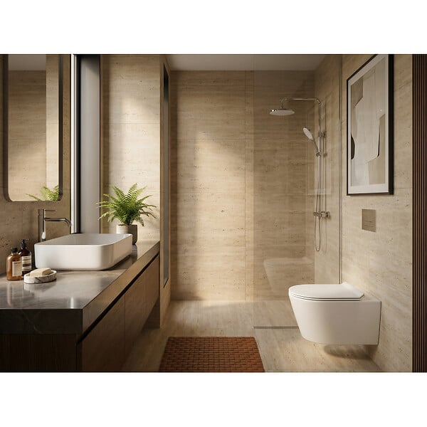 SWISS AQUA TECHNOLOGIES - Swiss Aqua Technologies Brevis WC suspendu sans bride, fixations invisibles + abattant ultra-fin, softclose (SATBRE011RREXP) - large