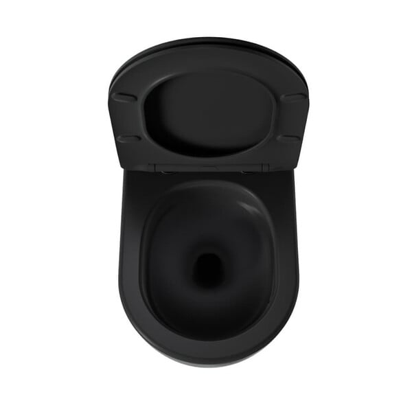 SWISS AQUA TECHNOLOGIES - Swiss Aqua Technologies Fusion WC suspendu avec abattant SoftClose et fixations invisibles, rinçage Vortex, noir mat (SATFUS010RTORPBKM) - large