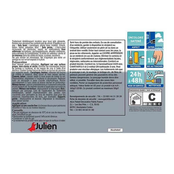 JULIEN - Traitement antidérapant incolore Satin - 2,5L - large