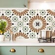 99DECO - Crédence cuisine en aluminium - effet carreaux de ciment marron et vert - 240x50 cm (en 2 bandeaux) - vignette