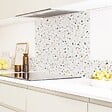 99DECO - Fond de hotte en aluminium effet terrazzo blanc - 70x90 cm - vignette