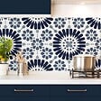 99DECO - Crédence cuisine en aluminium - effet carreaux de ciment bleu - 240x50 cm (en 2 bandeaux) - vignette