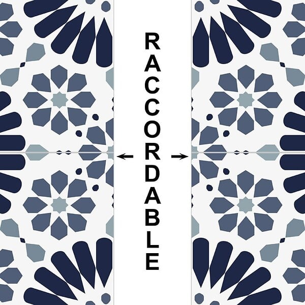 99DECO - Crédence cuisine en aluminium - effet carreaux de ciment bleu - 240x50 cm (en 2 bandeaux) - large