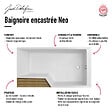 JACOB DELAFON - Pack baignoire bain douche antidérapante 180 x 90 Neo blanc mat - v.droite + pare bain chromé + tablier - vignette