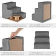 TECTAKE - Escalier pour animaux domestiques Paw Path avec housse en peluche 37 x 45 x 34,5 cm gris - vignette