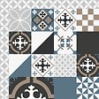 99DECO - Tapis antidérapant - Ciment Style Dulce - vinyle - int./ext. - Bleu - 120x200cm - vignette