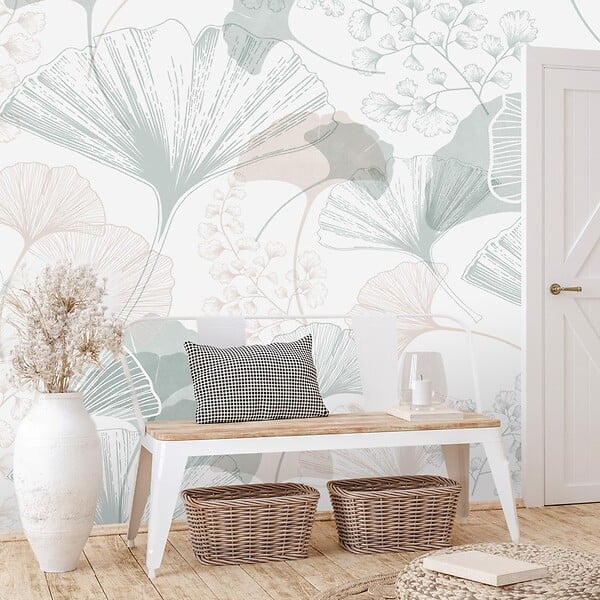99DECO - Papier peint panoramique - Gingko - Multicolore - intissé : 150g/m² - 5 lés : 240x270cm - large