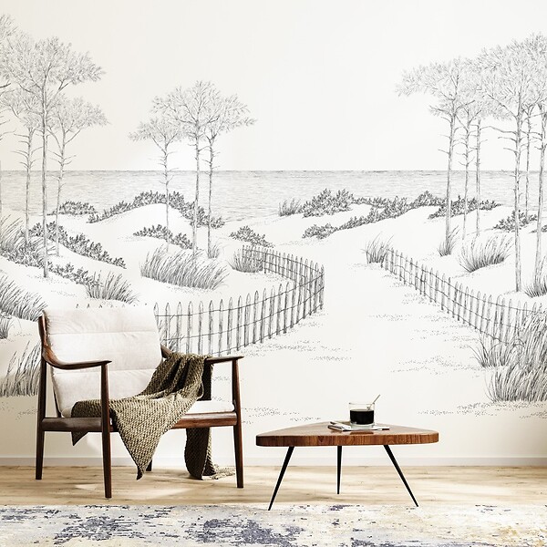 99DECO - Papier peint panoramique - Les Landes - Noir - intissé : 150g/m² - 7 lés : 336x270cm - large