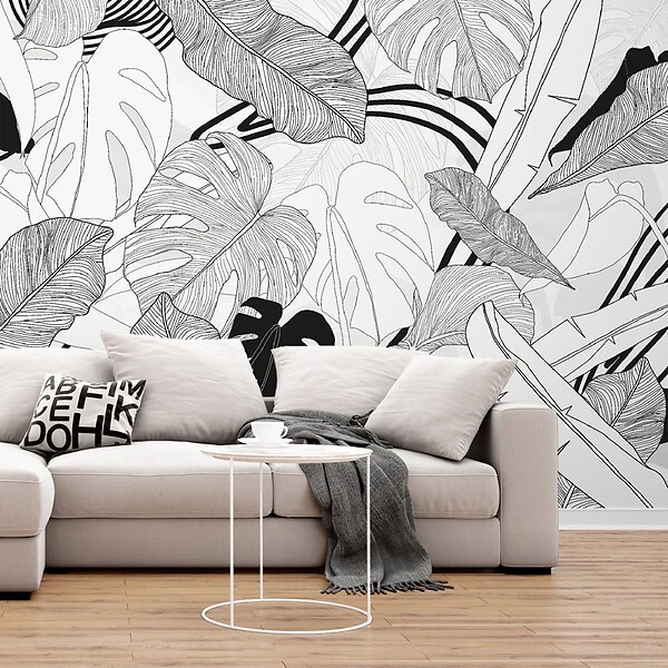 99DECO - Papier peint panoramique - Bornéo - Noir - intissé : 150g/m² - 7 lés : 336x270cm - large