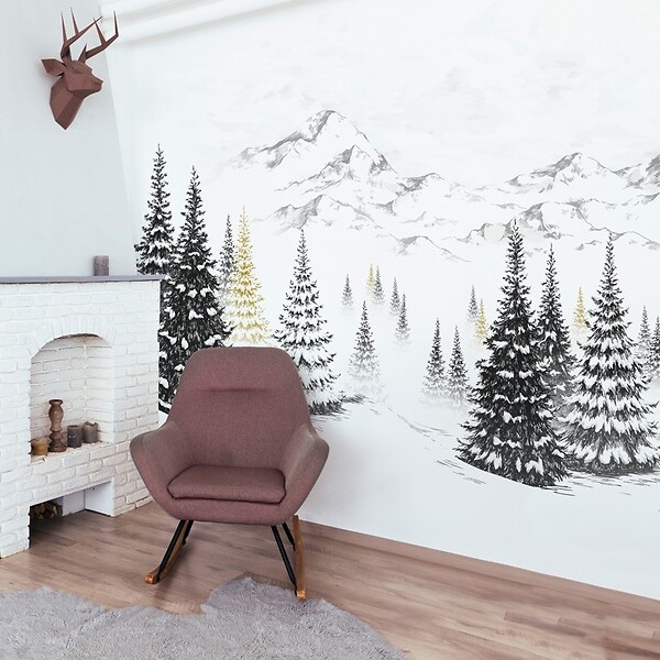 99DECO - Papier peint panoramique - Montagne Dorée - 9 lés : 432 x 270 cm - 99deco - large