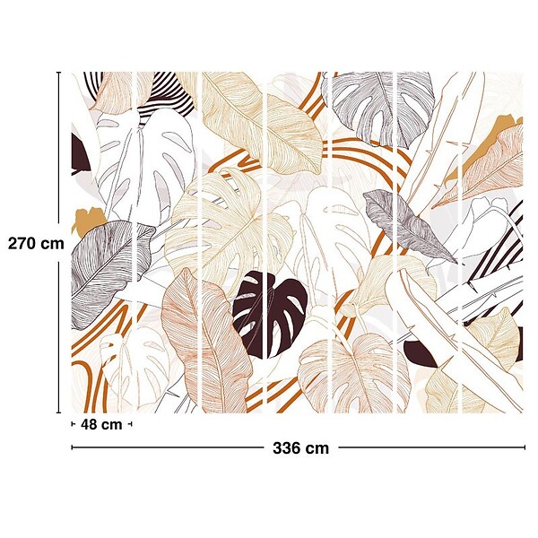 99DECO - Papier peint panoramique - Bornéo - Multicolore - intissé : 150g/m² - 7 lés : 336x270cm - large