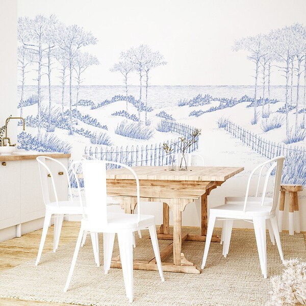 99DECO - Papier peint panoramique - Les Landes - Bleu - intissé : 150g/m² - 7 lés : 336x270cm - large