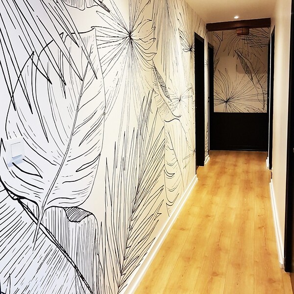 99DECO - Papier peint panoramique - Lamnar - Noir - intissé : 150g/m² - 7 lés : 336x270cm - large