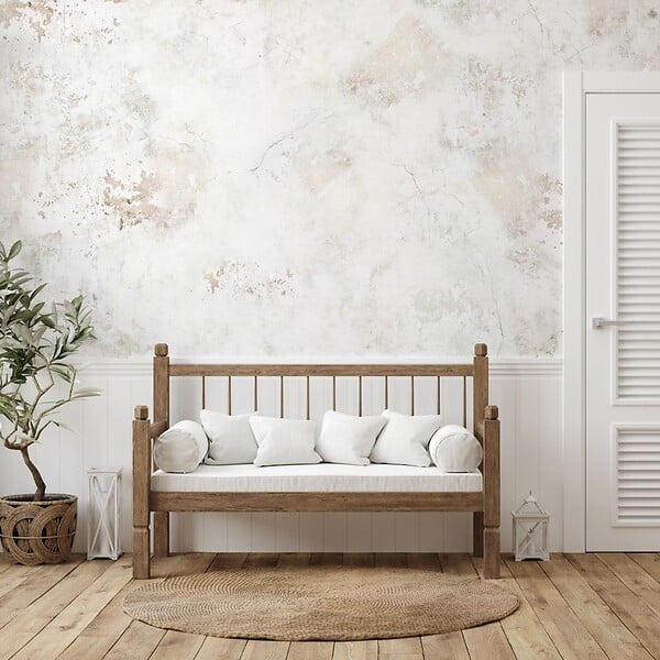 99DECO - Papier peint panoramique - New Trashwall - Beige et blanc - intissé : 150g/m² - 7 lés : 336x270cm - large