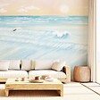 99DECO - Papier peint panoramique - Vagues - Bleu - intissé : 150g/m² - 7 lés : 336x270cm - vignette