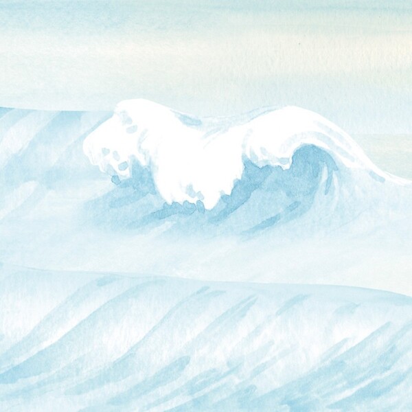 99DECO - Papier peint panoramique - Vagues - Bleu - intissé : 150g/m² - 7 lés : 336x270cm - large