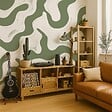99DECO - Papier peint panoramique - Méandre - Vert - intissé : 150g/m² - 7 lés : 336x270cm - vignette