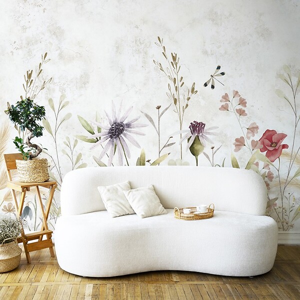 99DECO - Papier peint panoramique - Herbier - Multicolore - intissé : 150g/m² - 7 lés : 336x270cm - large