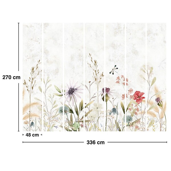 99DECO - Papier peint panoramique - Herbier - Multicolore - intissé : 150g/m² - 7 lés : 336x270cm - large