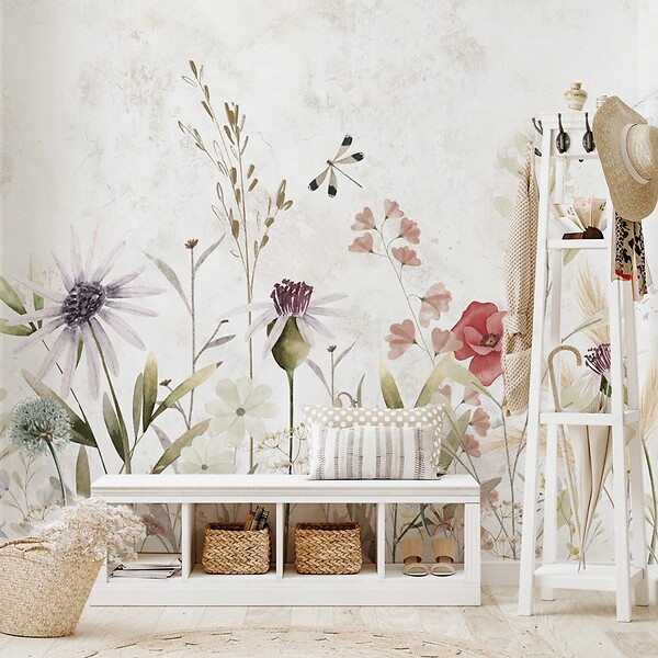 99DECO - Papier peint panoramique - Herbier - Multicolore - intissé : 150g/m² - 7 lés : 336x270cm - large