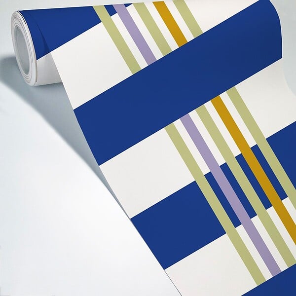 99DECO - Papier peint raccordable - Positano - Bleu - intissé : 150g/m² - 4 lés : 192x270cm - large